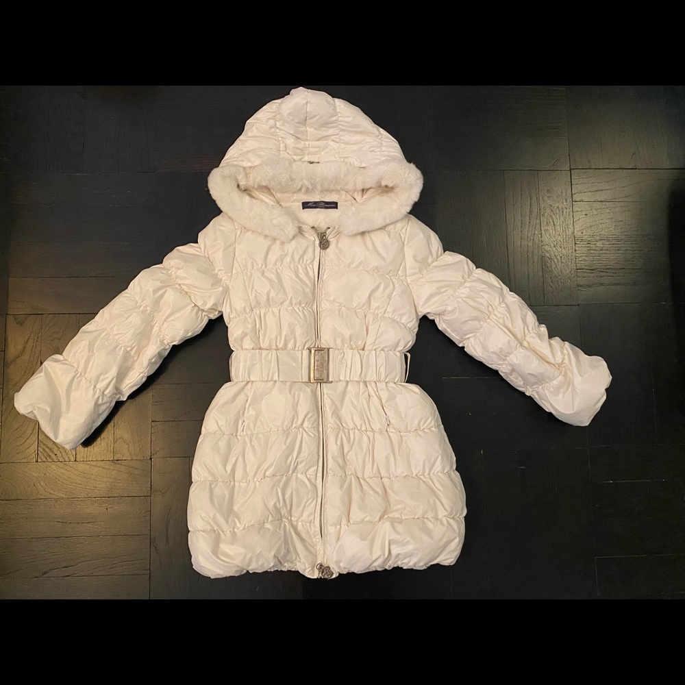 New Miss Blumarine Girls White Winter Coat 6A 6 Years